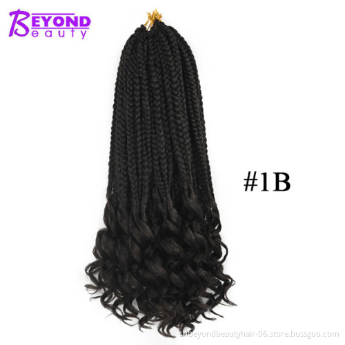 14 18 inch Box Braids Curly End Crochet Hair 22 Roots / Pack Bulk Small Jumbo Braids Curly End Synthetic Braiding Hair